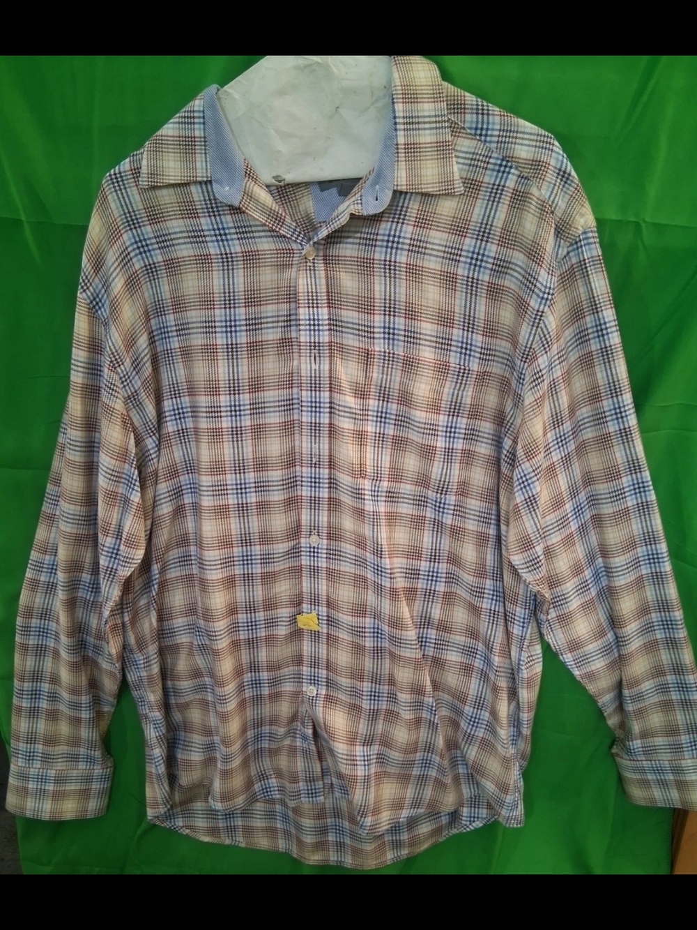 Vintage Johnston & Murphy Blue, Brown & Red Plaid Button Shirt